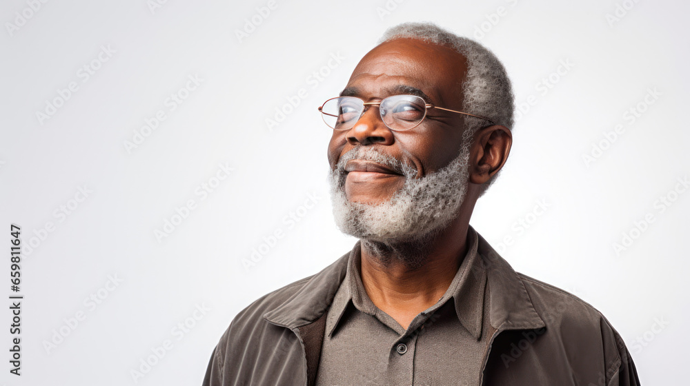 Fototapeta premium Black senior man on white background