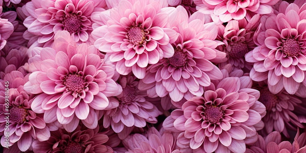 Flowers background banner texture - Closeup of pink beautiful blooming chrysanthemums chrysanthemum field