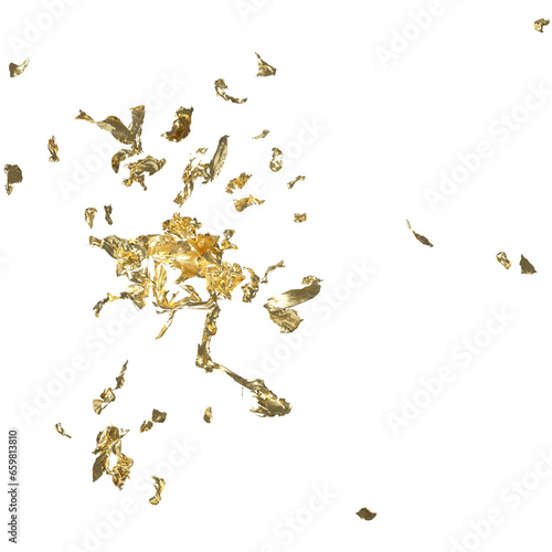 Shiny Flakes of Gold Foil leaf isolated graphic design texture - element