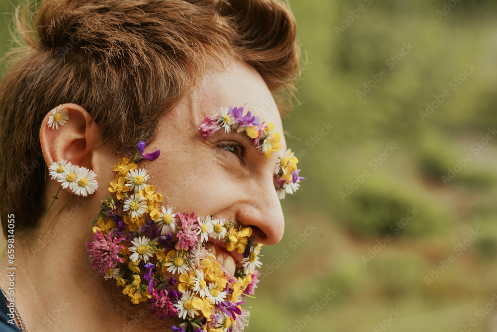 Obraz premium Floral features convey deep bond with nature