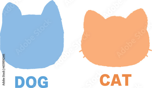 可愛い犬猫の顔のシルエットイラスト