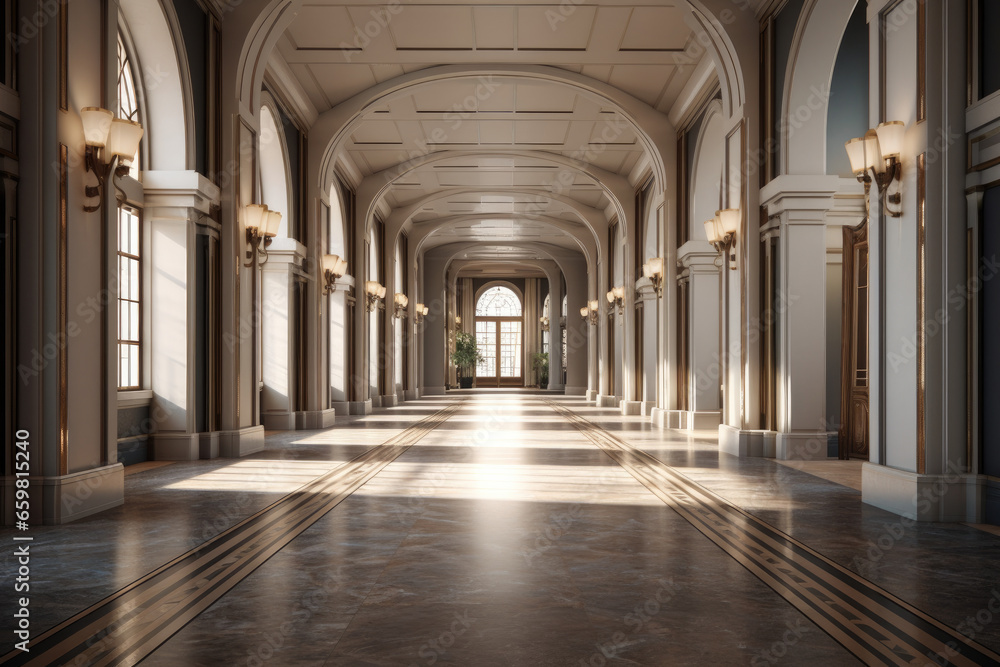 Majestic Empty Hallway with Grandeur and Exquisite Design