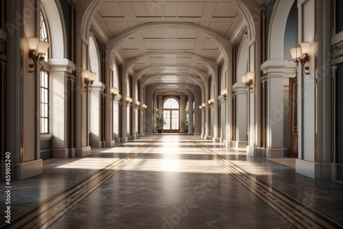 Majestic Empty Hallway with Grandeur and Exquisite Design