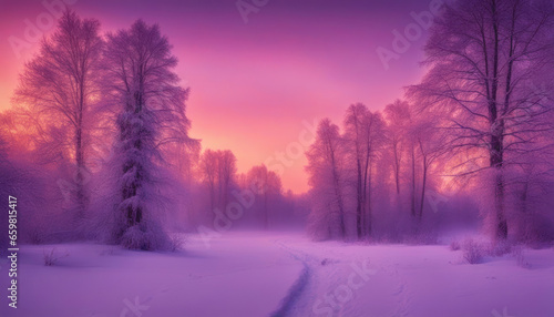  Beautiful Winter Landscape with Sunrise © Abood