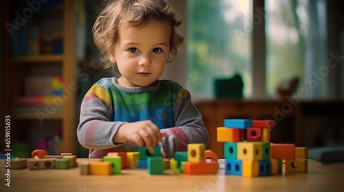 Young toddler playing at home