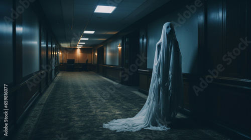 Fantasma nel corridoio. Ai generated. photo