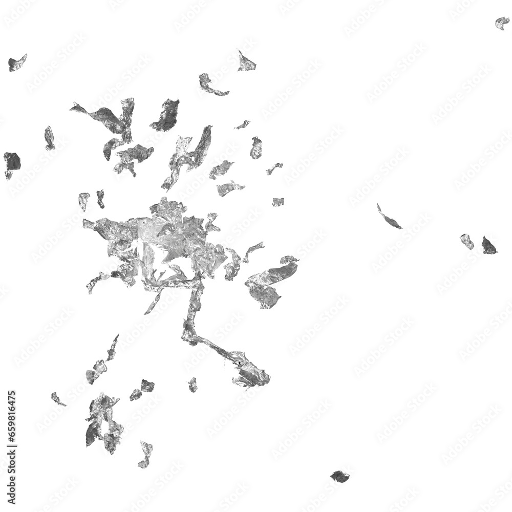 Obraz premium Silver Foil flakes isolated on transparent background