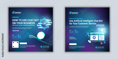 Set of webinar artificial intelligen chat bot business post template