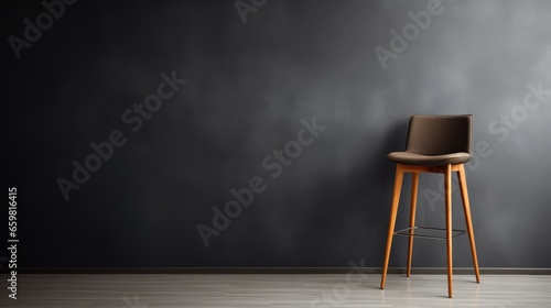 high bar stool against a dark gray wall, embodying the essence of contemporary elegance in urban living.