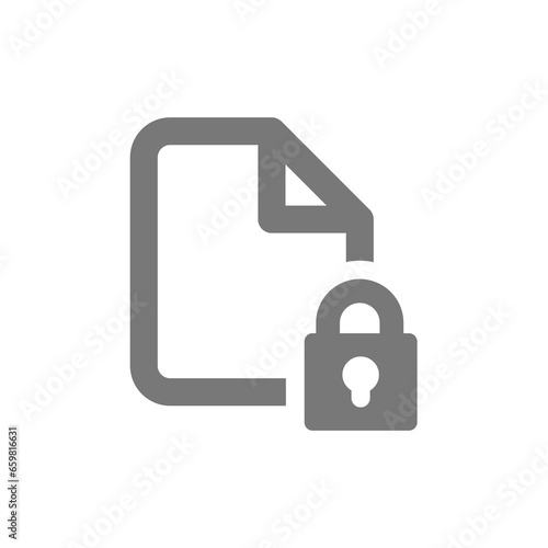 Confidential document vector icon. File page with padlock, confidentiality symbol.