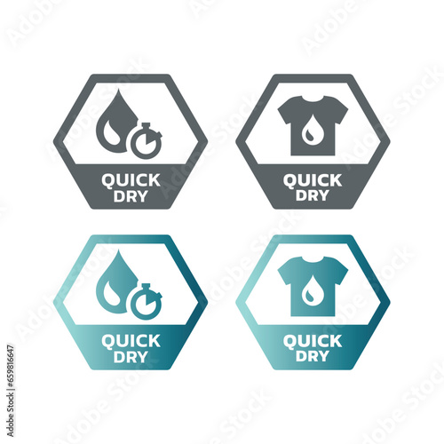 Quick dry vector label. Clothing, material and fabric sticker.
