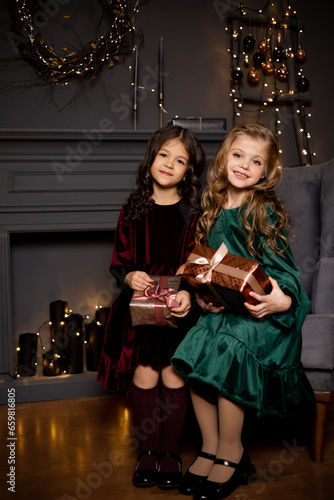 two girlfriends waiting for Christmas