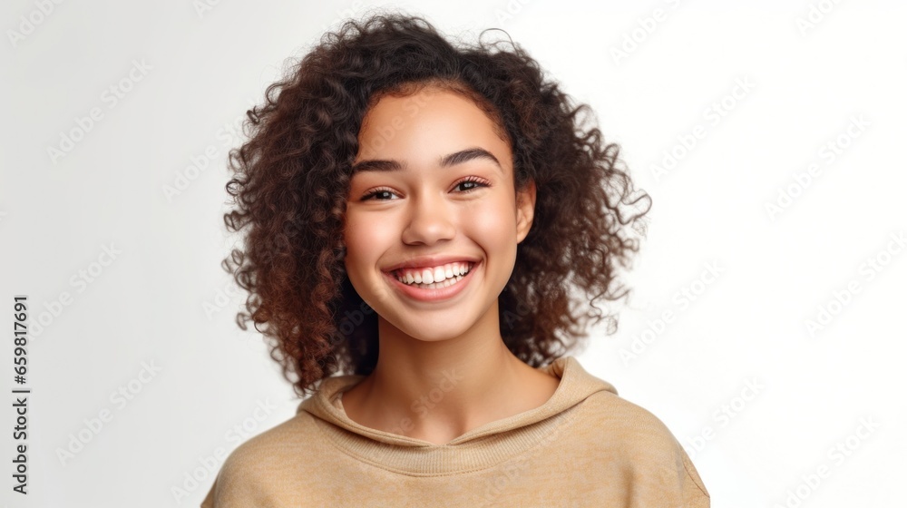 A young girl with a beaming smile confidently showcases her vivacious personality. A young girl with a beaming smile confidently showcases her vivacious personality.
