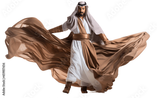 Full Body in Arabian Cultural Dress Wide Angle Perspective photo