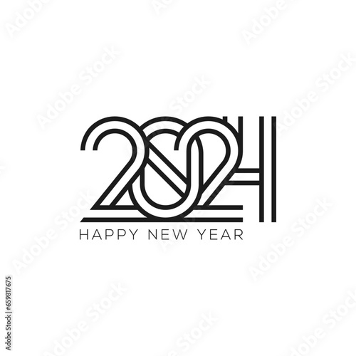 New Year logo. 2024 calendar design elements elegant contrast numbers layout. Happy new year 2024 logo design.