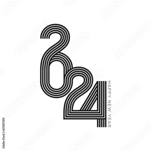 New Year logo. 2024 calendar design elements elegant contrast numbers layout. Happy new year 2024 logo design.