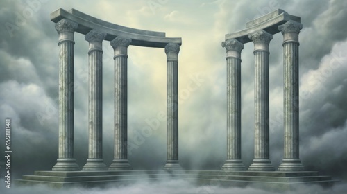Pillars of Smoke: Wispy columns ascending, symbolizing society's fleeting supports photo