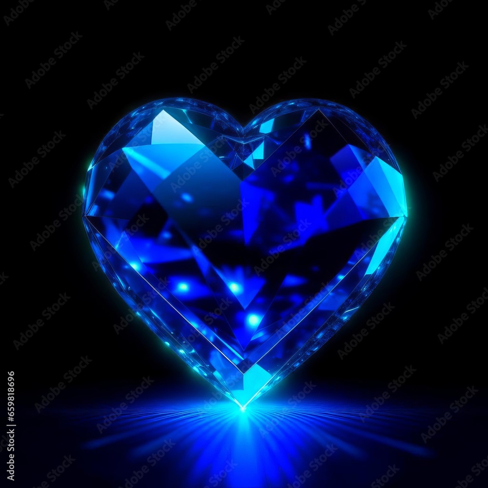 Diamond heart glow blue. Diamond heart glow blue.