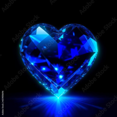 Diamond heart glow blue. © 0635925410