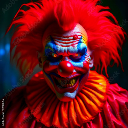 An evil and scary clown.