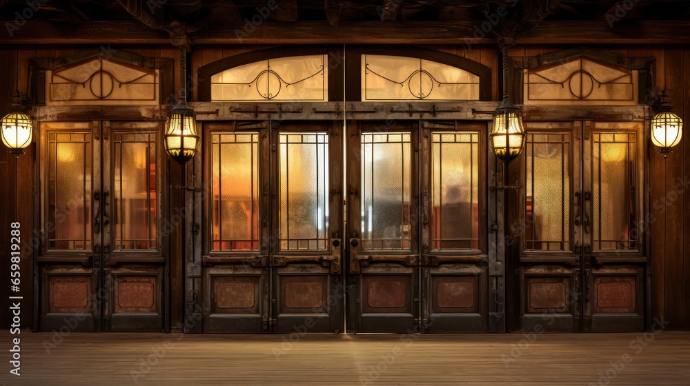 The iconic swinging doors of a vintage saloon - obrazy, fototapety, plakaty 