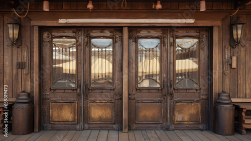 The iconic swinging doors of a vintage saloon