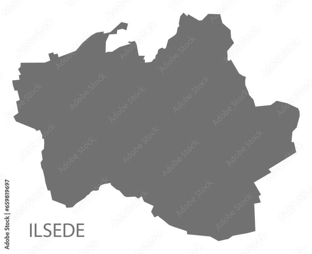Ilsede German city map grey illustration silhouette shape