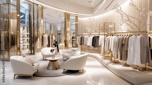 The chic interior of a luxury clothing store