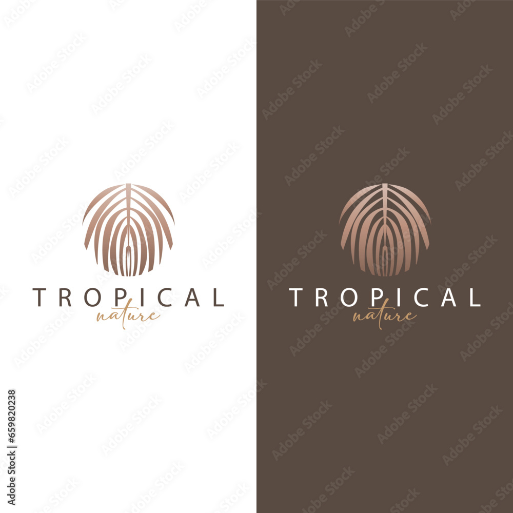 Palm Leaf Logo Design Vector Simple Minimalist Symbol Illustration Template Palm Leaf Logo Design Vector Simple Minimalist Symbol Illustration Template