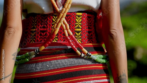 Leisurely Field Walk Of A Woman In Traditional Garments