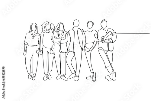 line art vector of a group of friends reunion