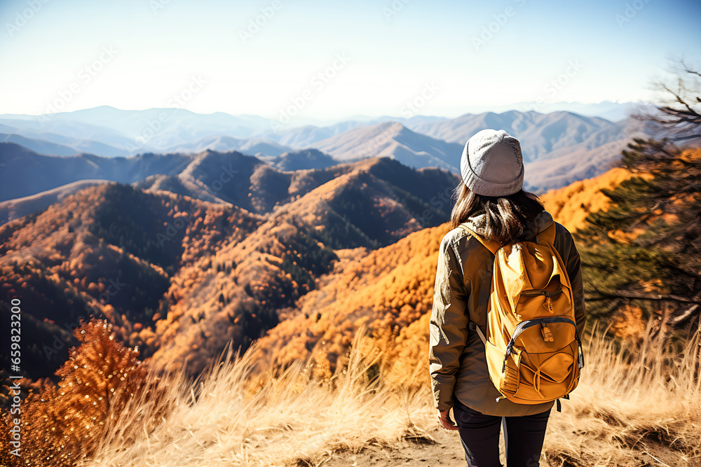 hiker woman in the mountains