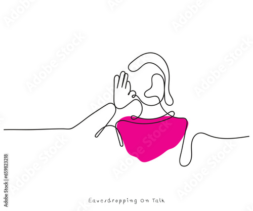 line art vector of Eavesdropping concept. Listening to someone's talk secretly is unethical. Personal and professional life ethical and moral values.