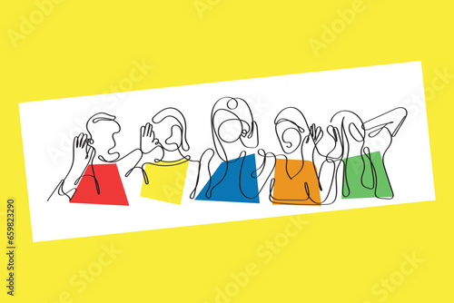 line art vector of Eavesdropping concept. Listening to someone's talk secretly is unethical. Personal and professional life ethical and moral values.