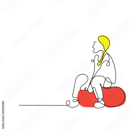 continuous line art vector of a sad and frustrated kid. Kids suffering from ADHD and Asperger's syndrome.