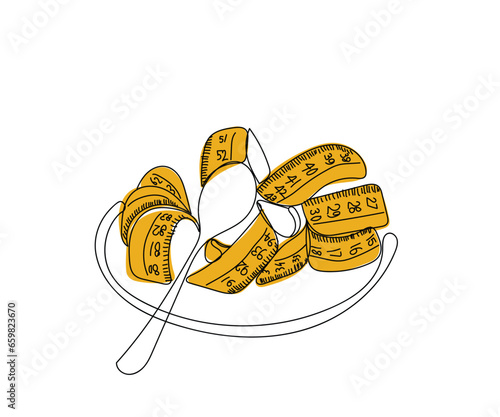 Line art vector of a people or person suffering from eating disorder. Girls mental health. Eating disorder awareness.