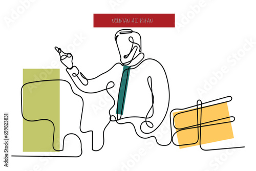  Vector art. Line art of a famous Muslim scholar Nouman Ali Khan. He is pakistan based american arabic instructor. The Quran Teacher and Arabic Instructor. Founder of Bayyinah.