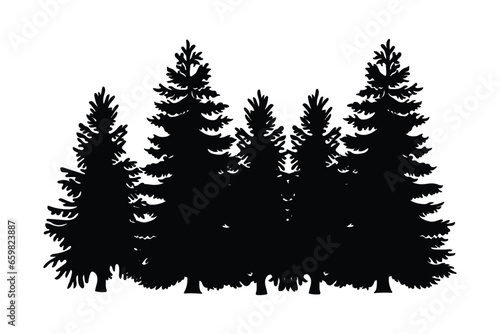 Pine tree vector art. Ever green tree silhouette.