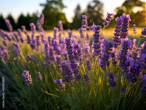 Close up of lavender flowers in a field