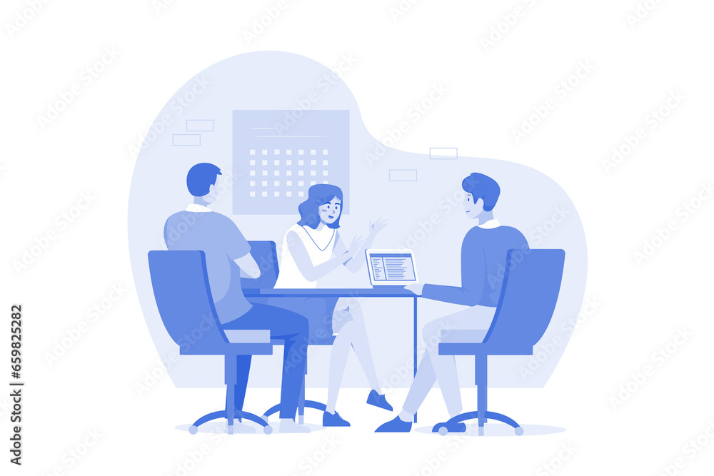 Business team looks for a solution to solve the problem Business team looks for a solution to solve the problem