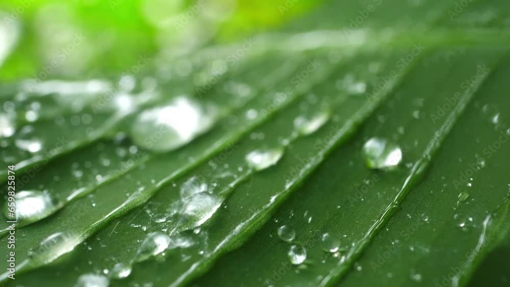 Rain water drops on a leaf Rain water drops on a leaf