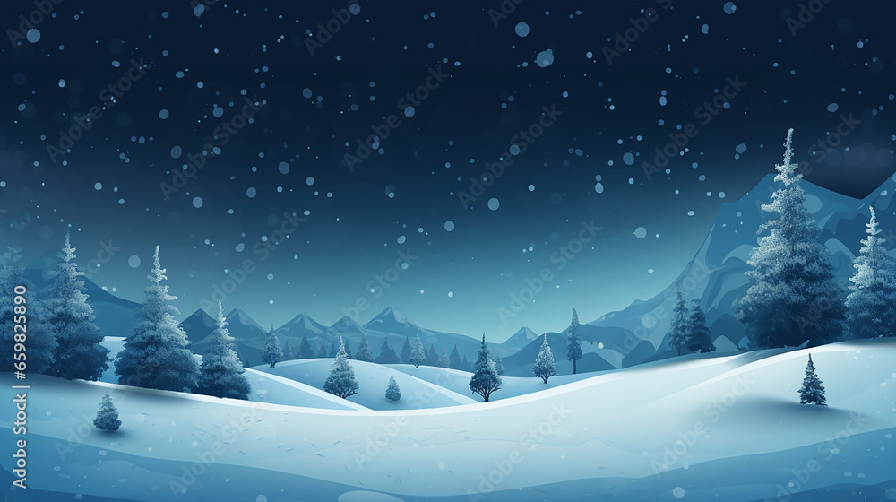 Naklejka premium 雪が降る冬の風景