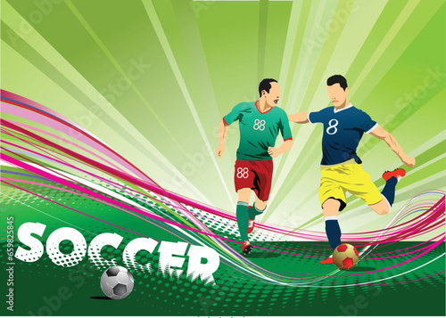  Football (soccer) player. Colored Vector 3d illustration for designers.