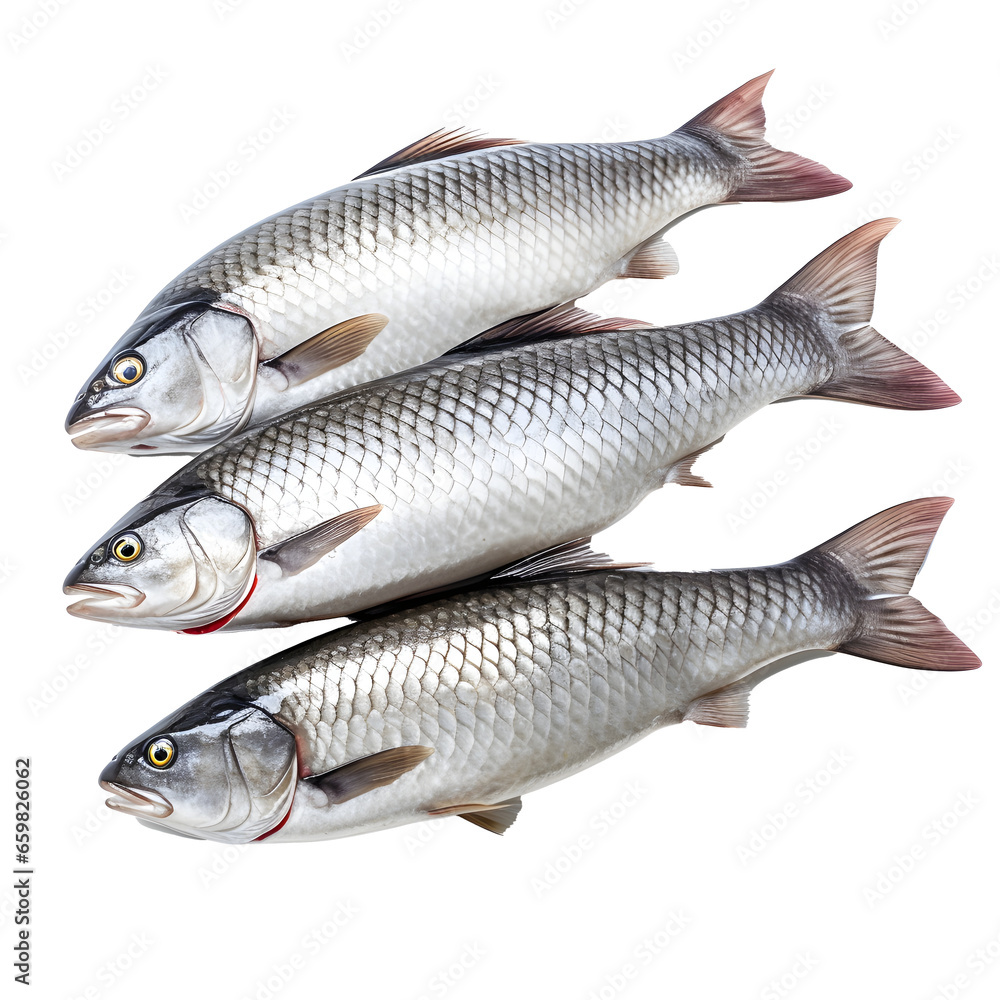 Fresh whole grass carp fish at the seafood market on transparent background cutout - Generative AI Fresh whole grass carp fish at the seafood market on transparent background cutout - Generative AI