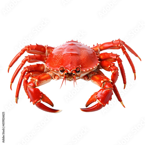 Fresh Norwegian Red King Crab at the seafood market on transparent background cutout - Generative AI	