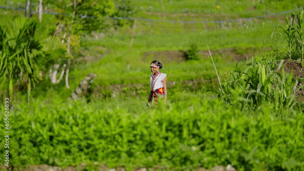 Lady Strolls On A Vibrant Field During Daytime Lady Strolls On A Vibrant Field During Daytime