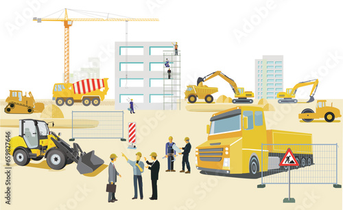 Handwerker auf der Baustelle,  illustration © scusi