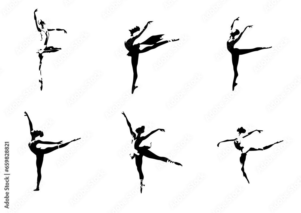 silhouette of a ballet dancer on a white background	
