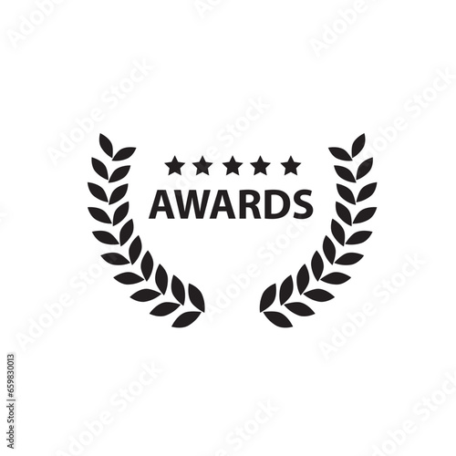 Film award for best film in the form of a laurel branch logo. Cinema, Film Award, Film Premieres. Isolated objects