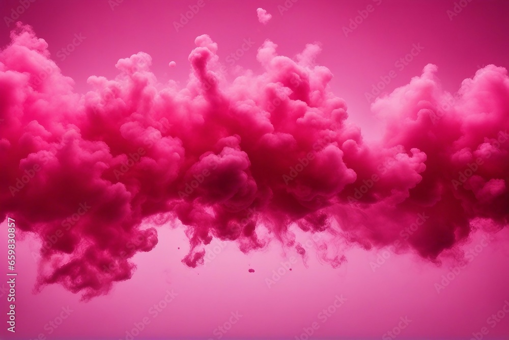 Colorful pink red rainbow smoke paint explosion color fume powder splash motion of liquid ink